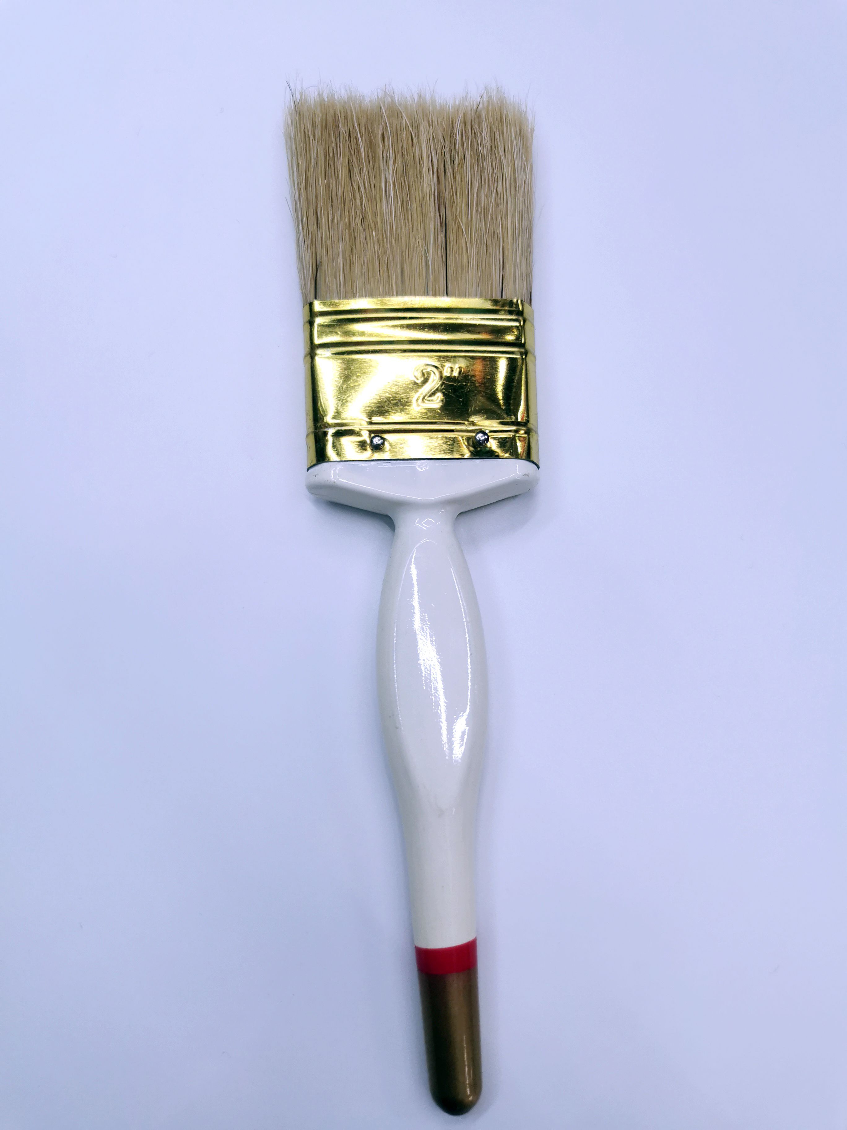 White plastic handle, gold tail, white wool paint brush, 628