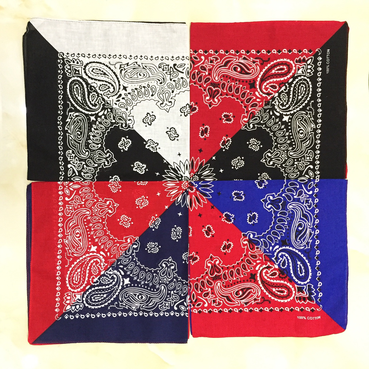 全棉头巾双腰果多半拼接方巾