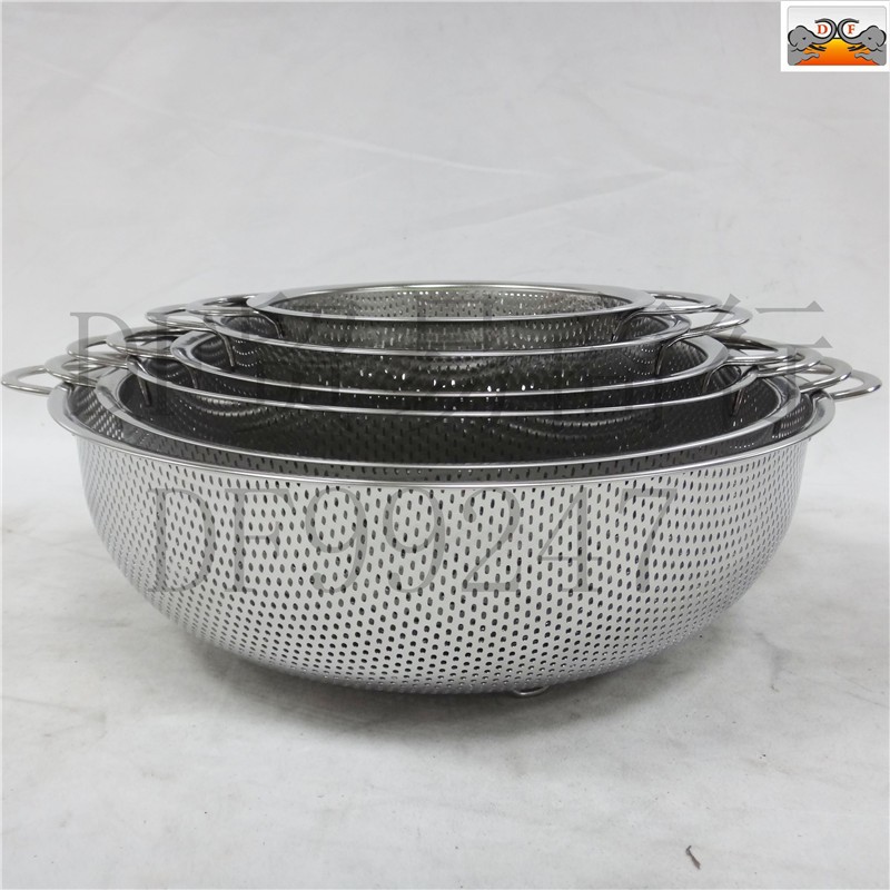 DF99231     双耳密孔多用篮精品不锈钢双耳冲孔篮 家用多尺寸 沥水淘米 果蔬篮DF TRADING HOUSE详情1