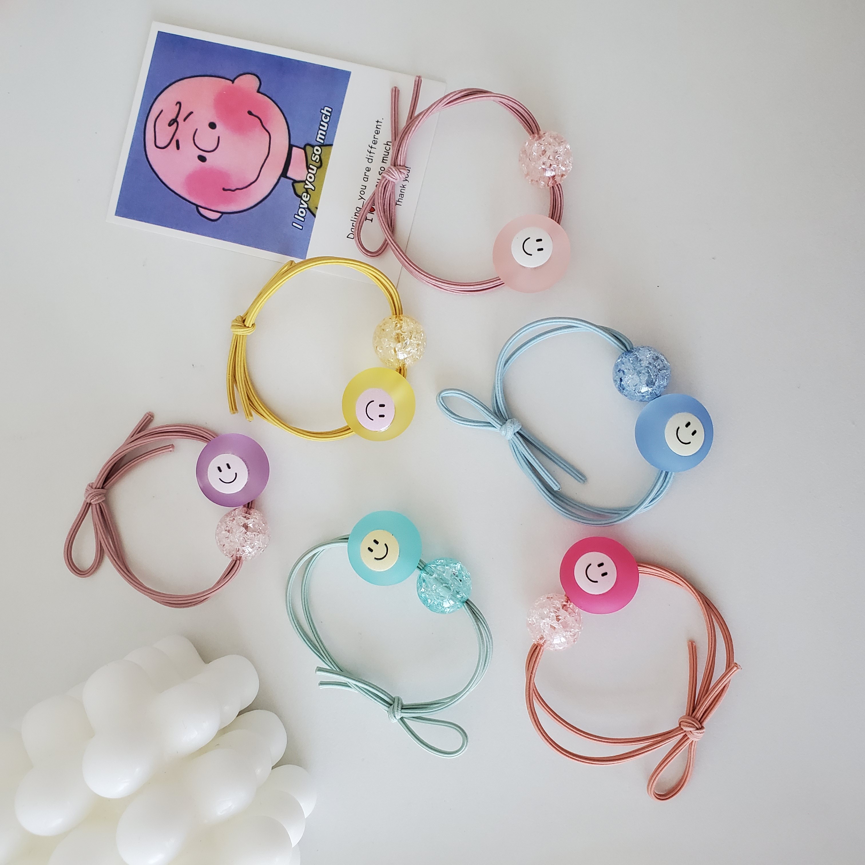 义乌好货热卖爆款INS风韩版热卖少女儿童发圈头发饰品可爱卡通5个一套详情图1