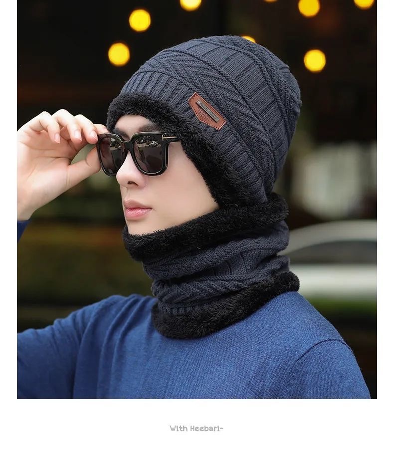 Scarf and hat set with fleece