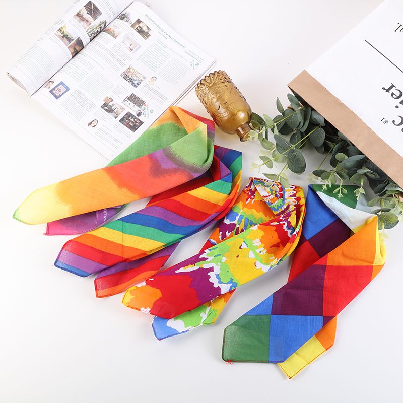 Hao Hao Headscarf Manufacturers Direct For Europe And The United States Men And Women Outdoor Sports Headscarf Hip-Hop All Cotton Rainbow Square Scarf Wholesale Magic Headscarf Specification drawing
