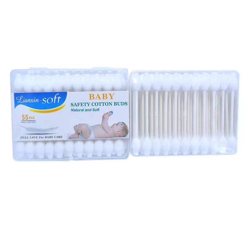 Paper stick cotton swabs with large head disposable baby cotton swabs