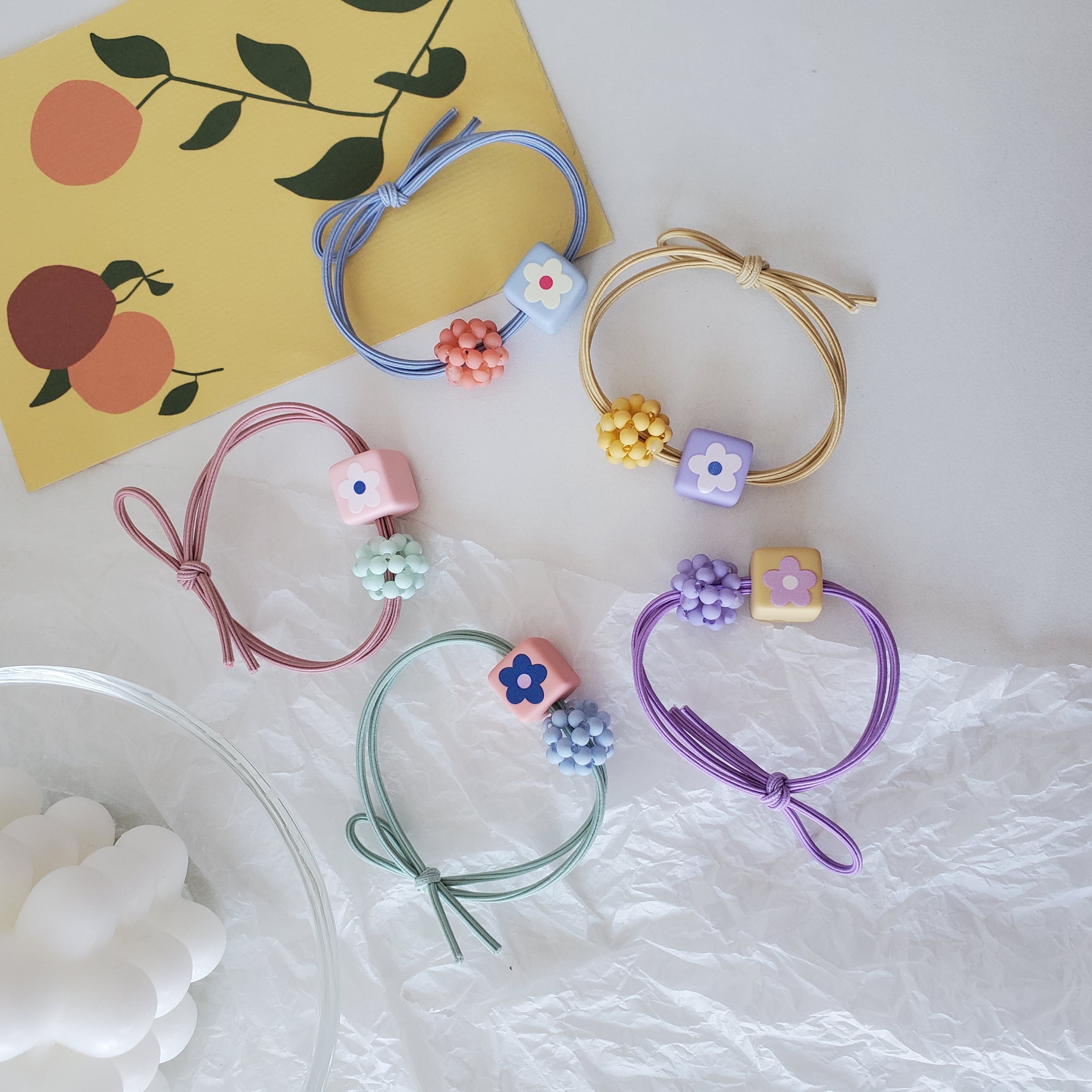 义乌好货热卖爆款INS风韩版热卖少女儿童发圈头发饰品5个一套详情图5