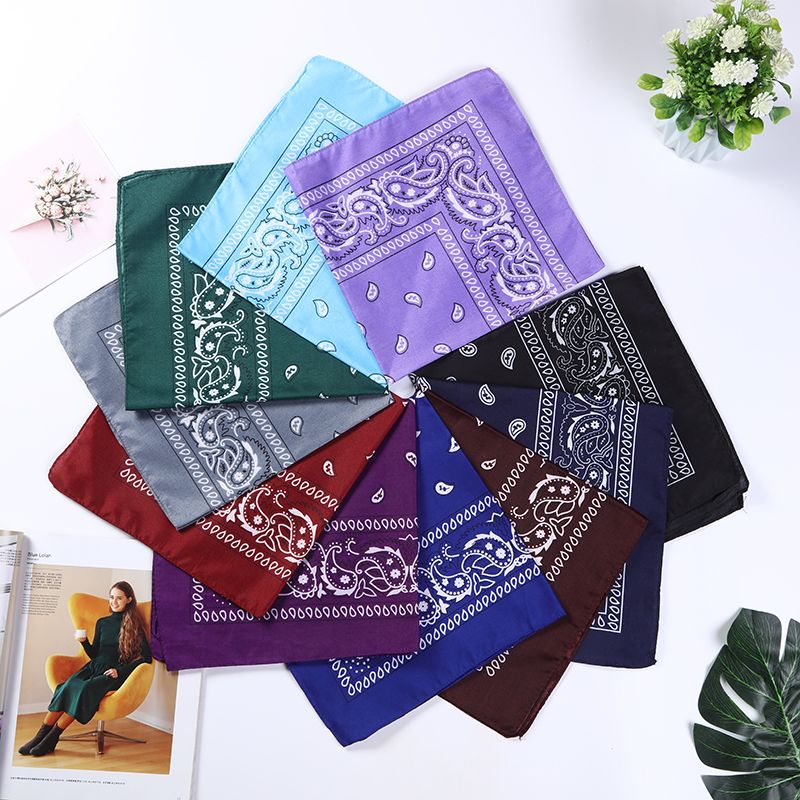 Hao Hao Headscarf Manufacturers Direct Magic Outdoor Sports Square Custom Cashew Flower Riding Mask Paisley Headscarf Spot Polyester Cashew Flower Square details Picture