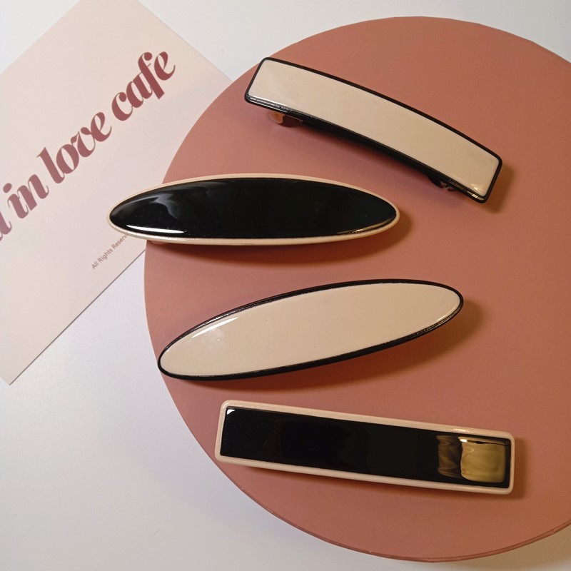 French Style Elegant Acrylic Hair Clip One Word Spring Clip Ponytail Hair Clip Simple Temperament Back Head Horizontal Clip Headdress details Picture