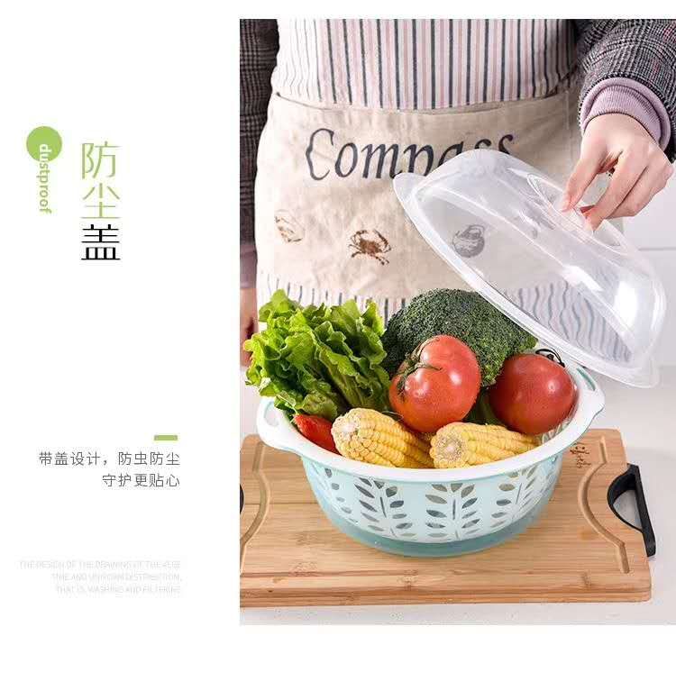 盛馍筐 馒头筐 家用 塑料带盖野餐篮放馍厨房菜篮装水果收纳筐