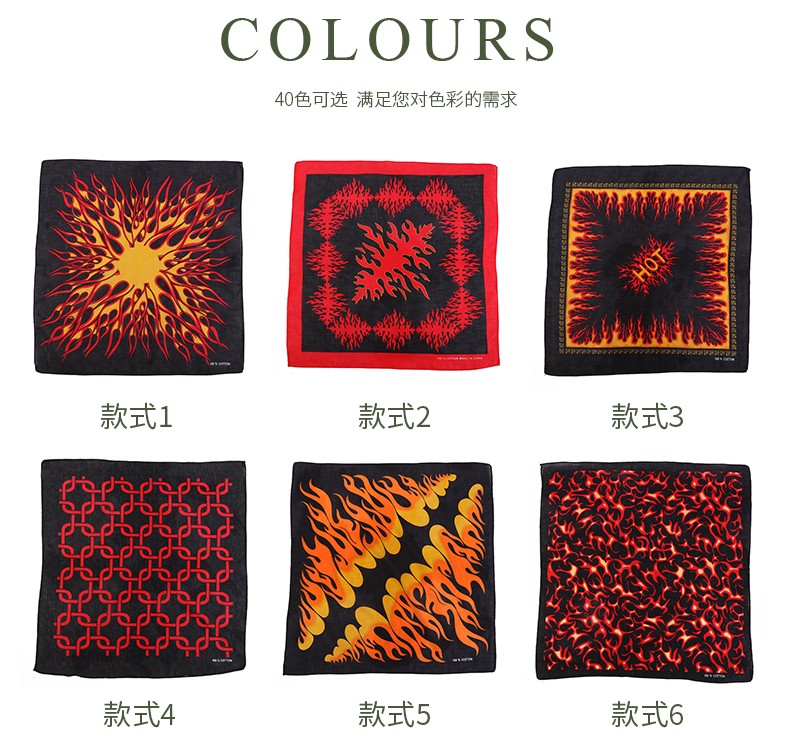 Hao Hao Headscarf Manufacturers Direct For Europe And The United States Men And Women Outdoor Sports Headscarf Hip-Hop All Cotton Flame Square Wholesale Magic Headscarf Application Scenario