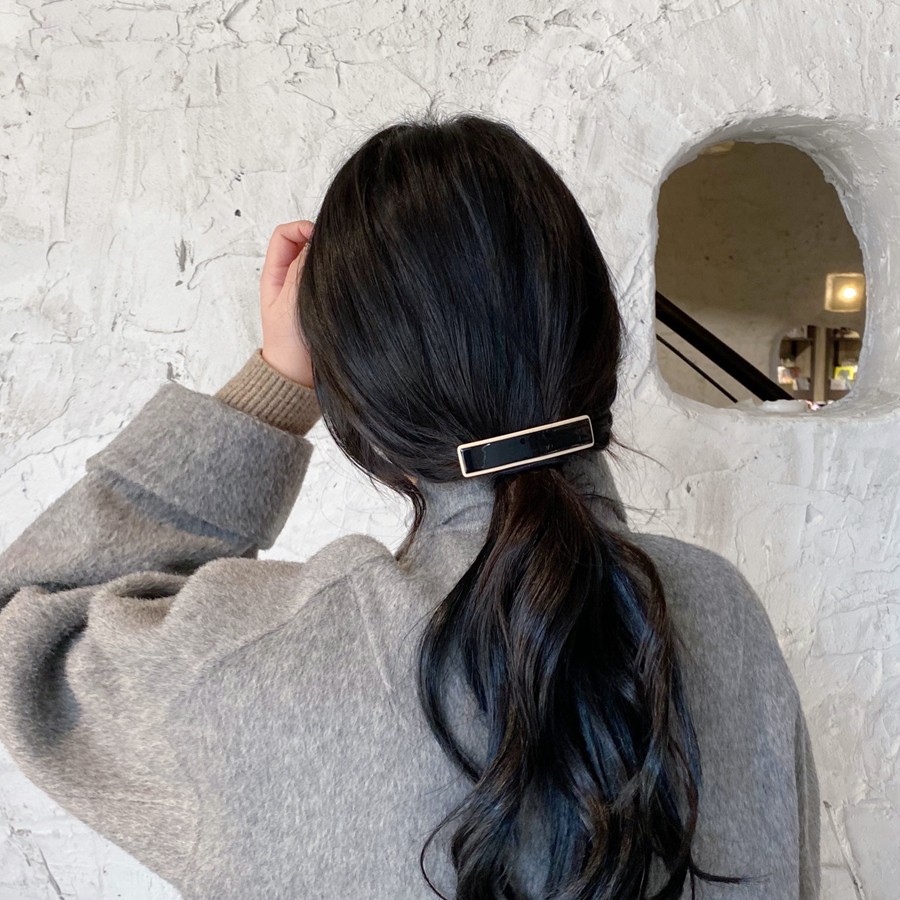 French Style Elegant Acrylic Hair Clip One Word Spring Clip Ponytail Hair Clip Simple Temperament Back Head Horizontal Clip Headdress undefined