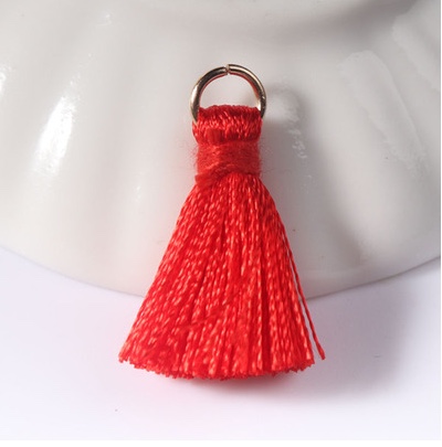 2cm人造丝流苏 DIY饰品涤纶小流苏窗帘穗服饰穗子钥匙扣包挂件100个每包 大红