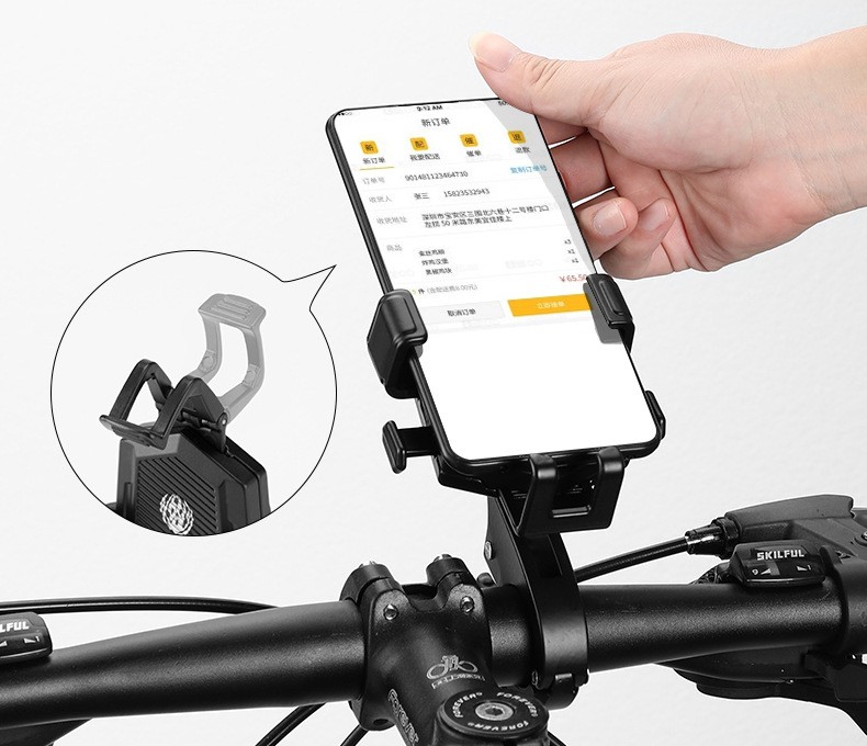 Y-17电动摩托自行车铝合金手机架可旋转调节手机支架夹座自动抓取详情图3