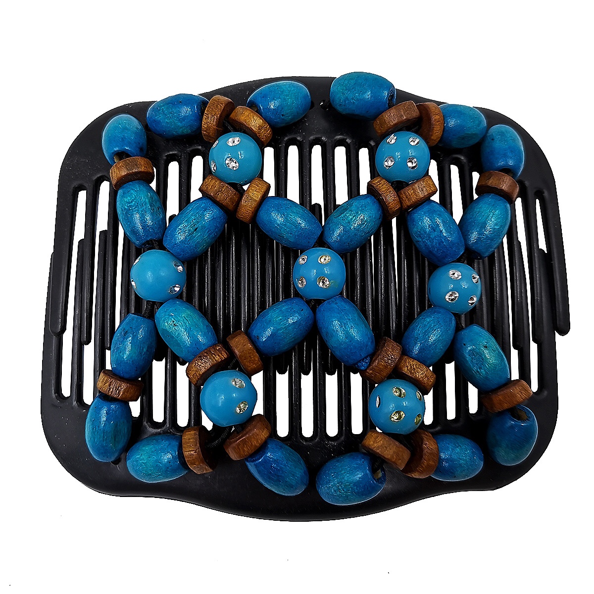 FLY08 New European and American wooden bead hair comb, cross-border fashionable double-row plug comb, versatile undefined