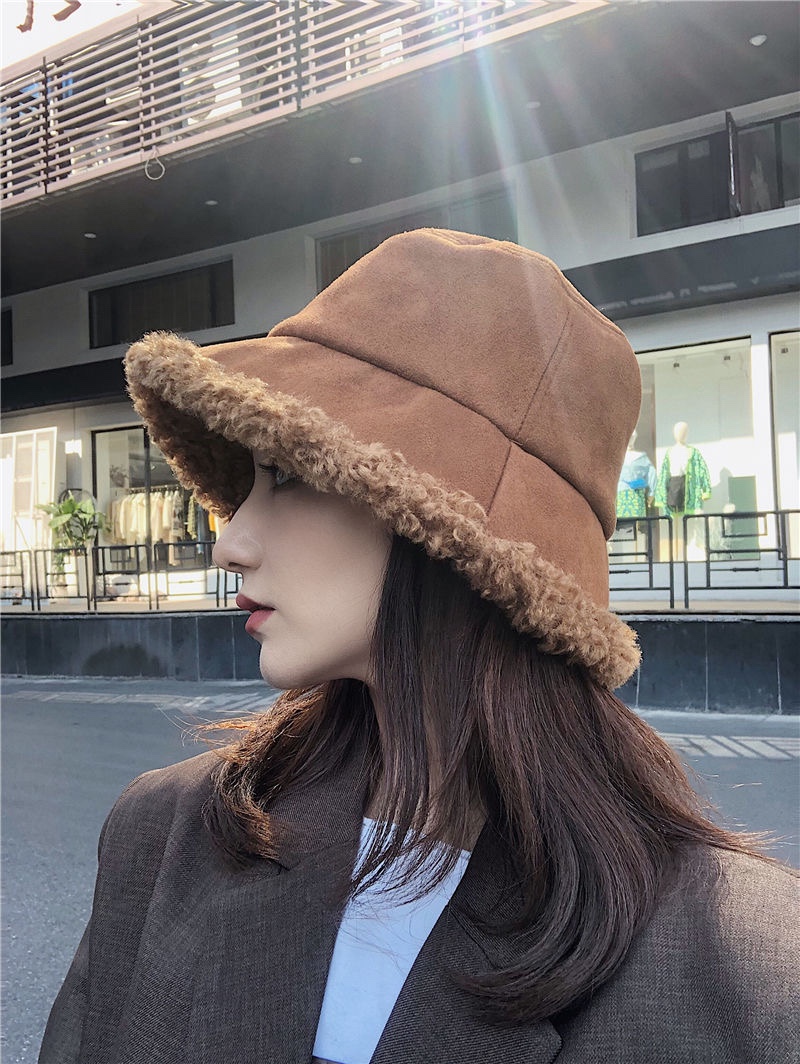 Suede velvet basin hat fisherman's hat