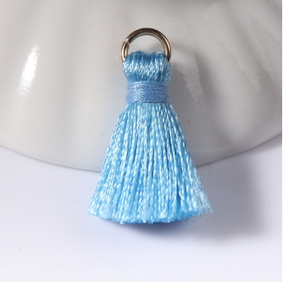 2cm人造丝流苏 DIY饰品涤纶小流苏窗帘穗服饰穗子钥匙扣包挂件100个每包 天蓝