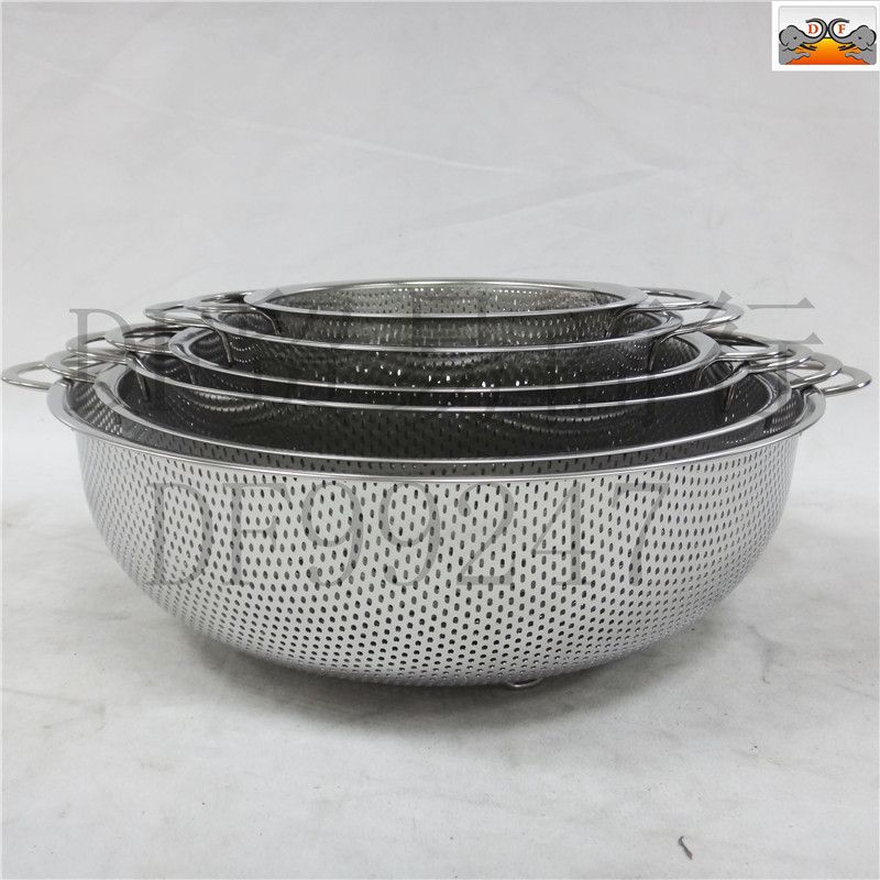 DF99231     双耳密孔多用篮精品不锈钢双耳冲孔篮 家用多尺寸 沥水淘米 果蔬篮DF TRADING HOUSE