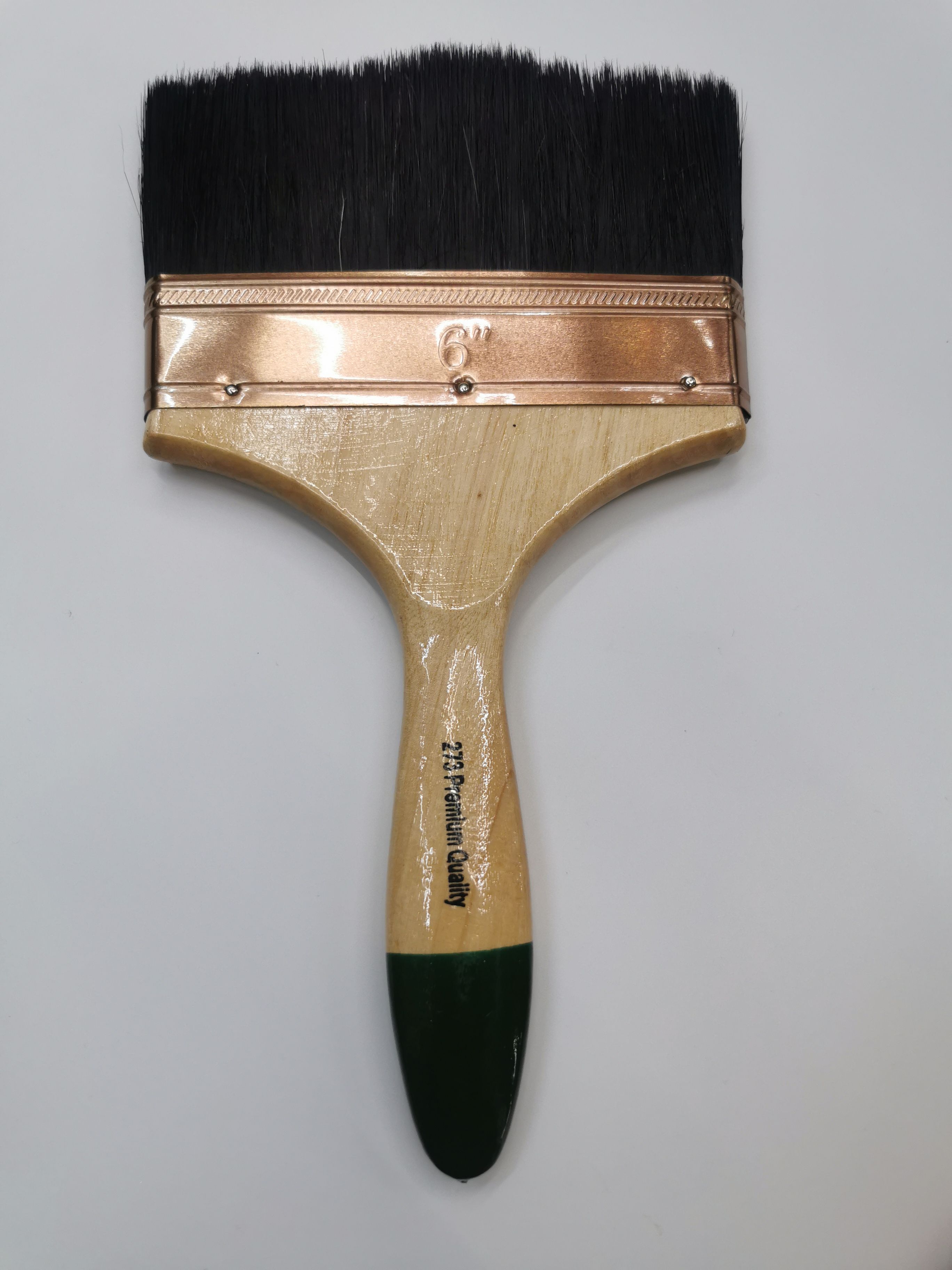 6-inch wooden handle, four-sided green tail, black bristle paint brush 273#