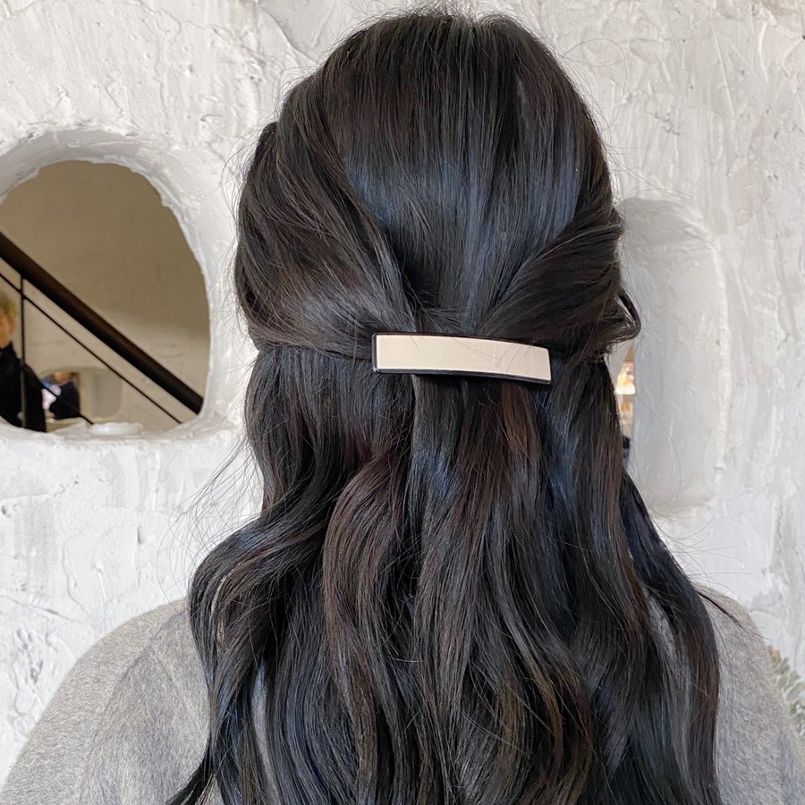 French Style Elegant Acrylic Hair Clip One Word Spring Clip Ponytail Hair Clip Simple Temperament Back Head Horizontal Clip Headdress undefined