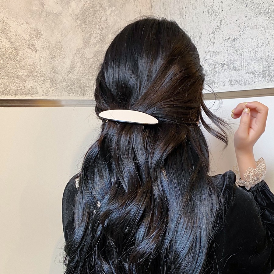 French Style Elegant Acrylic Hair Clip One Word Spring Clip Ponytail Hair Clip Simple Temperament Back Head Horizontal Clip Headdress undefined