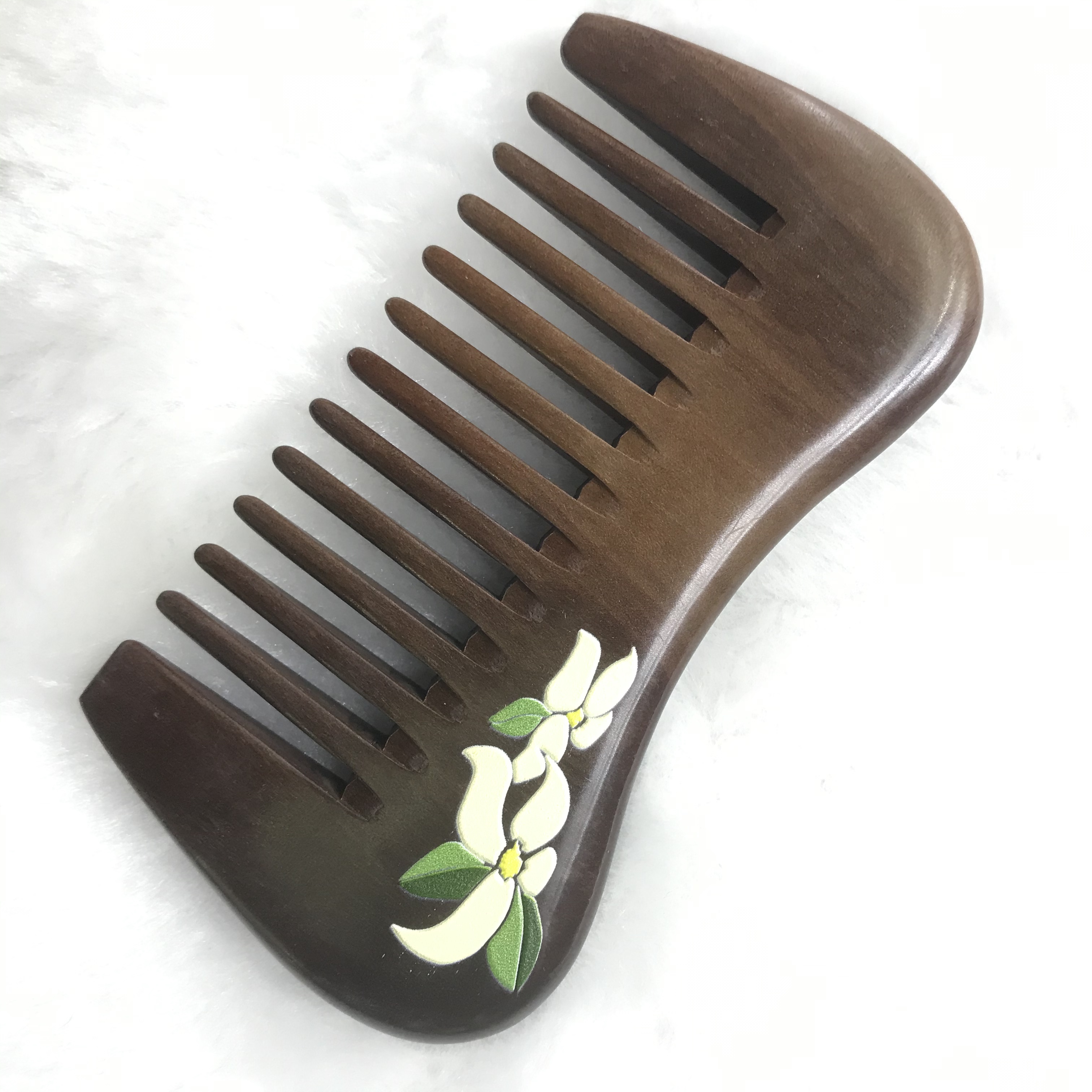 Factory direct sale of natural log peach wood painted Comb 10-2 Specification image