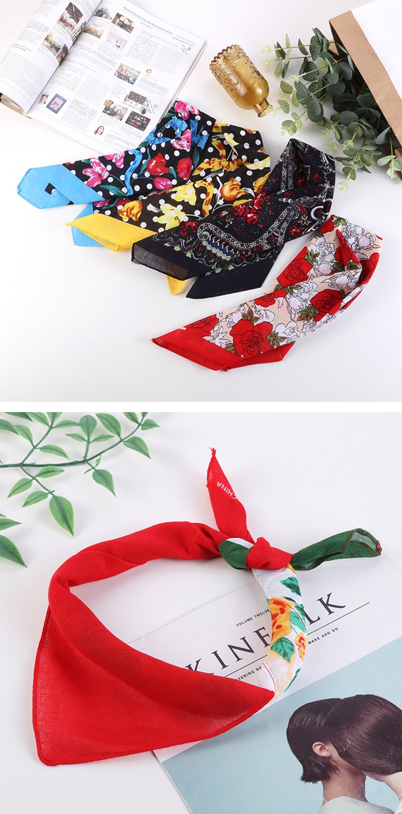 Hao Hao Headscarf Manufacturers Directly For Europe And The United States Men And Women Outdoor Sports Headscarf Hip-Hop All Cotton Square Wholesale Magic Headscarf undefined