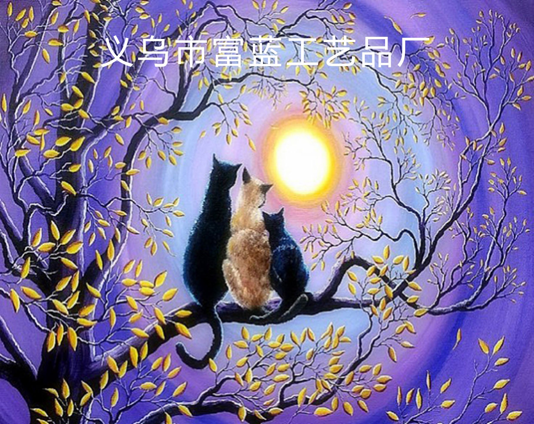 外贸新款DIY钻石画 月光猫点钻十字绣装饰画满钻 跨境专供详情图1