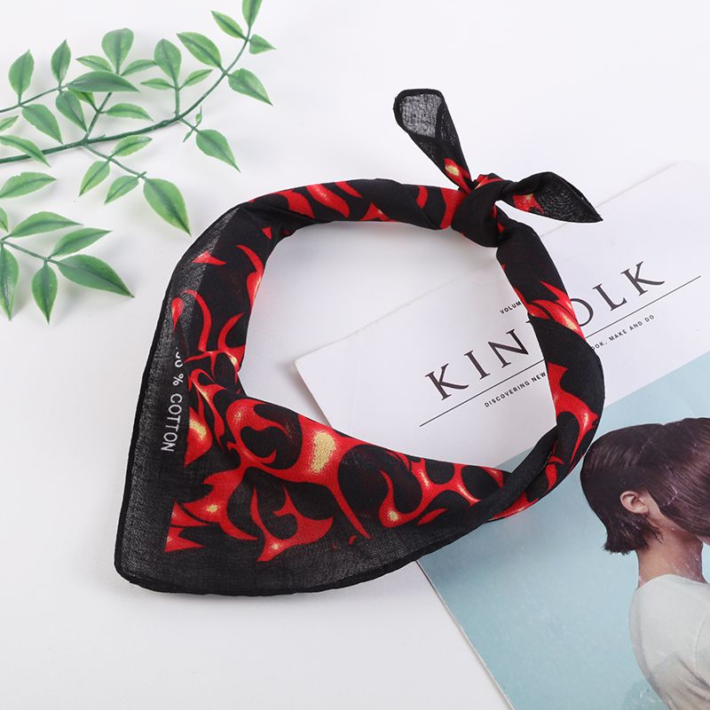 Hao Hao Headscarf Manufacturers Direct For Europe And The United States Men And Women Outdoor Sports Headscarf Hip-Hop All Cotton Flame Square Wholesale Magic Headscarf Specification drawing