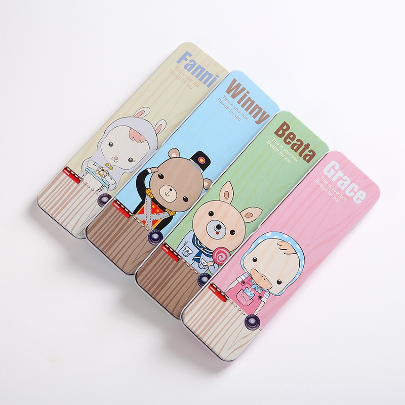 儿童文具盒创意可爱卡通动物小学生铅笔盒铁皮笔盒幼儿园学生文具