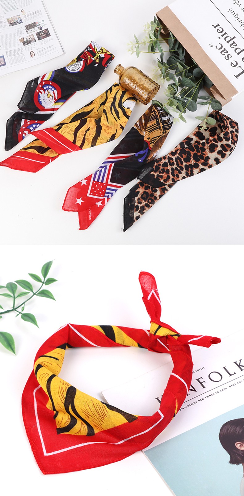 Hao Hao Headscarf Manufacturers Directly For Europe And The United States Outdoor Sports Headscarf Hip-Hop Square Wholesale Magic Cotton Animal Pattern Headscarf Item Picture