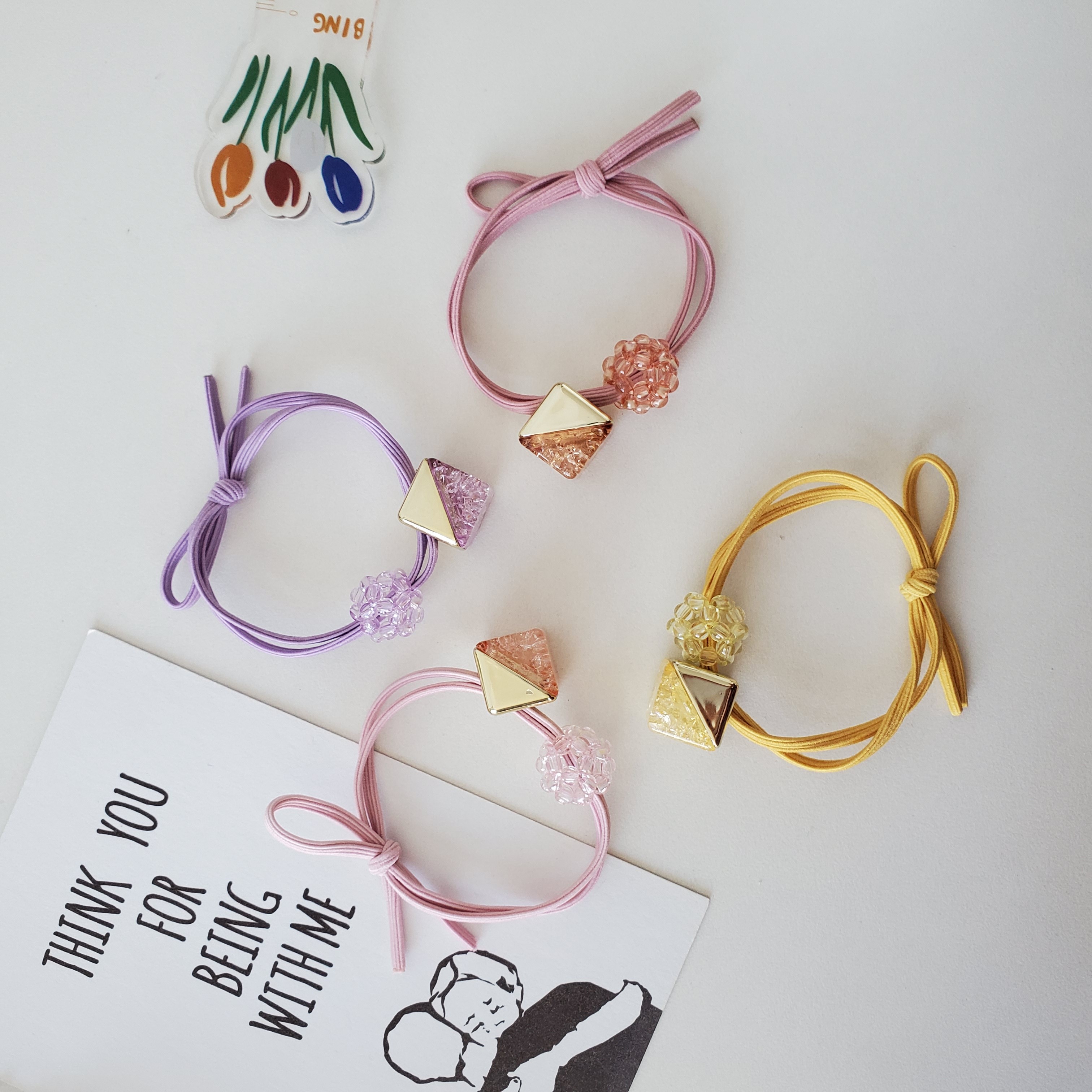 义乌好货热卖爆款INS风韩版热卖少女儿童发圈头发饰品5个一套详情图3