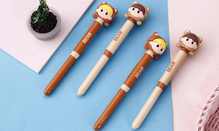 小可爱卡通萌头造型发热笔 冬天暖手写字笔