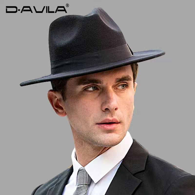 A black top hat with a curling edge