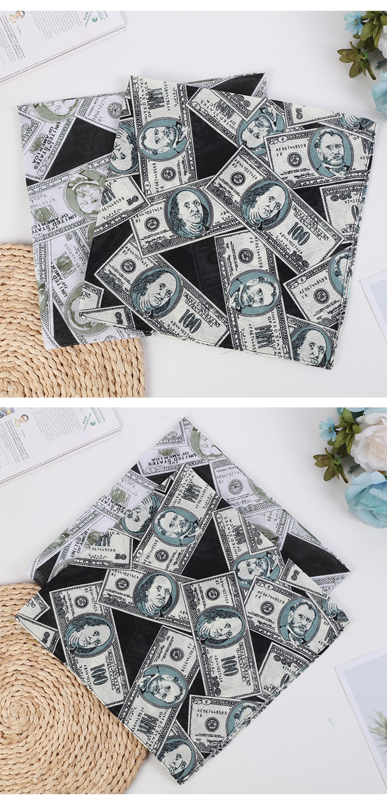 Hao Hao Headscarf Manufacturers Direct For Europe And The United States Men And Women Outdoor Sports Headscarf Hip Hop Cotton Dollar Square Wholesale Magic Headscarf undefined