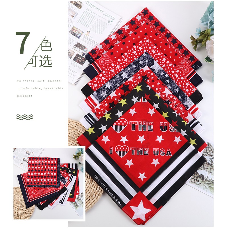 Hao Hao Headscarf Manufacturers Direct For Europe And The United States Men And Women Outdoor Sports Headscarf Hip-Hop Cotton Five-Pointed Star Square Wholesale Magic Headscarf Specification drawing