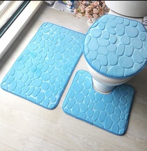 Flannel coral velvet stone sponge embossed carpet floor bathroom bathroom three-piece set