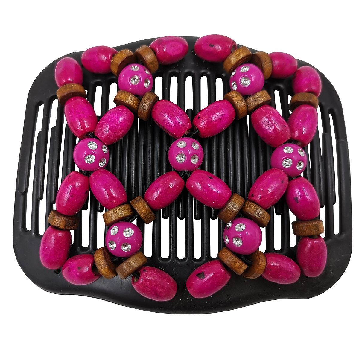 FLY08 New European and American wooden bead hair comb, cross-border fashionable double-row plug comb, versatile pic 8