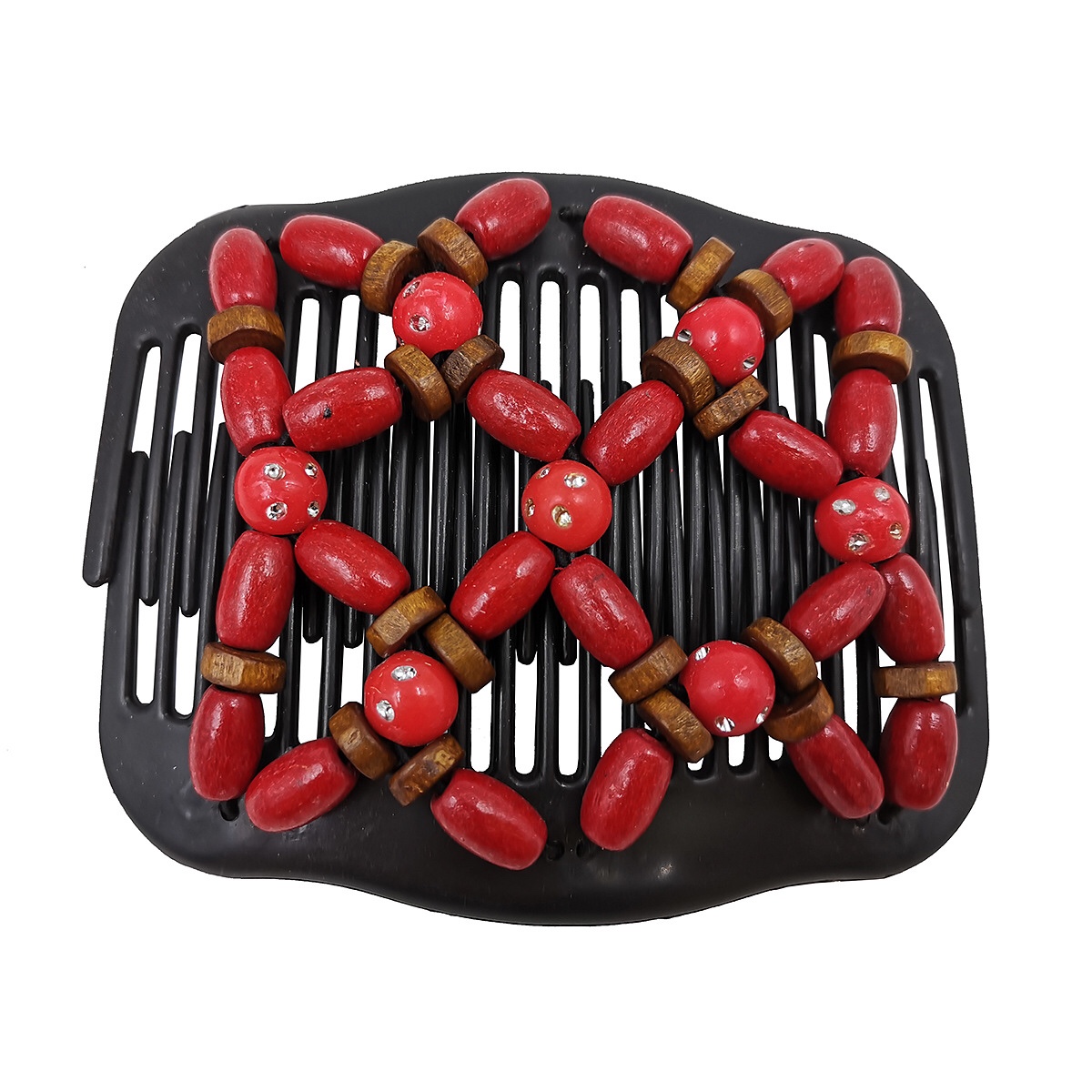 FLY08 New European and American wooden bead hair comb, cross-border fashionable double-row plug comb, versatile undefined