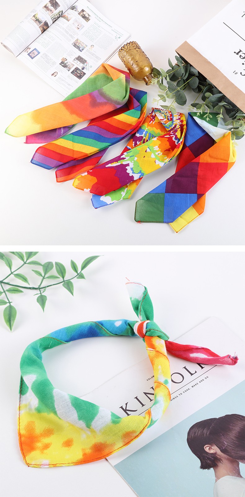 Hao Hao Headscarf Manufacturers Direct For Europe And The United States Men And Women Outdoor Sports Headscarf Hip-Hop All Cotton Rainbow Square Scarf Wholesale Magic Headscarf undefined