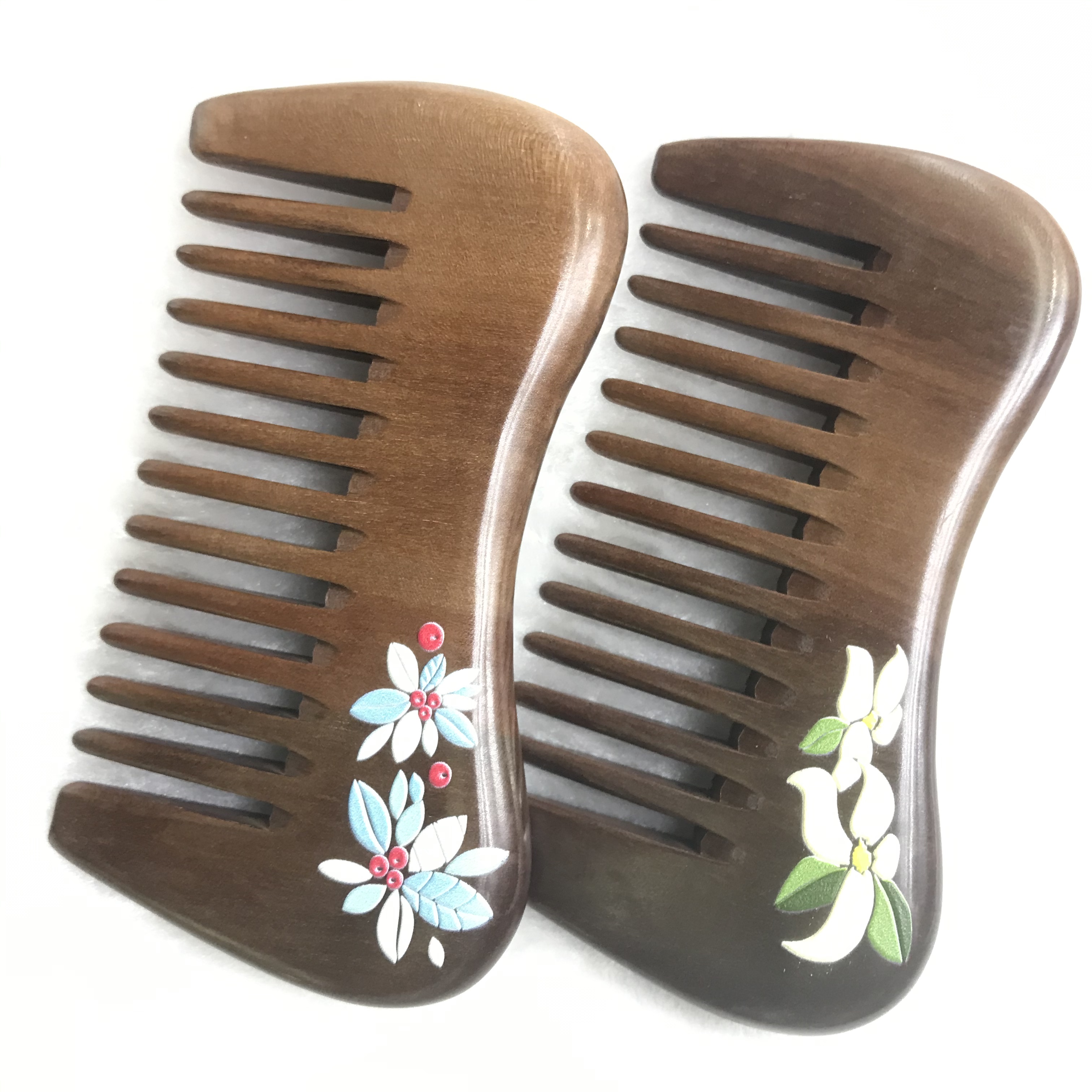 Factory direct sale of natural log peach wood painted Comb 10-2 detail image 4