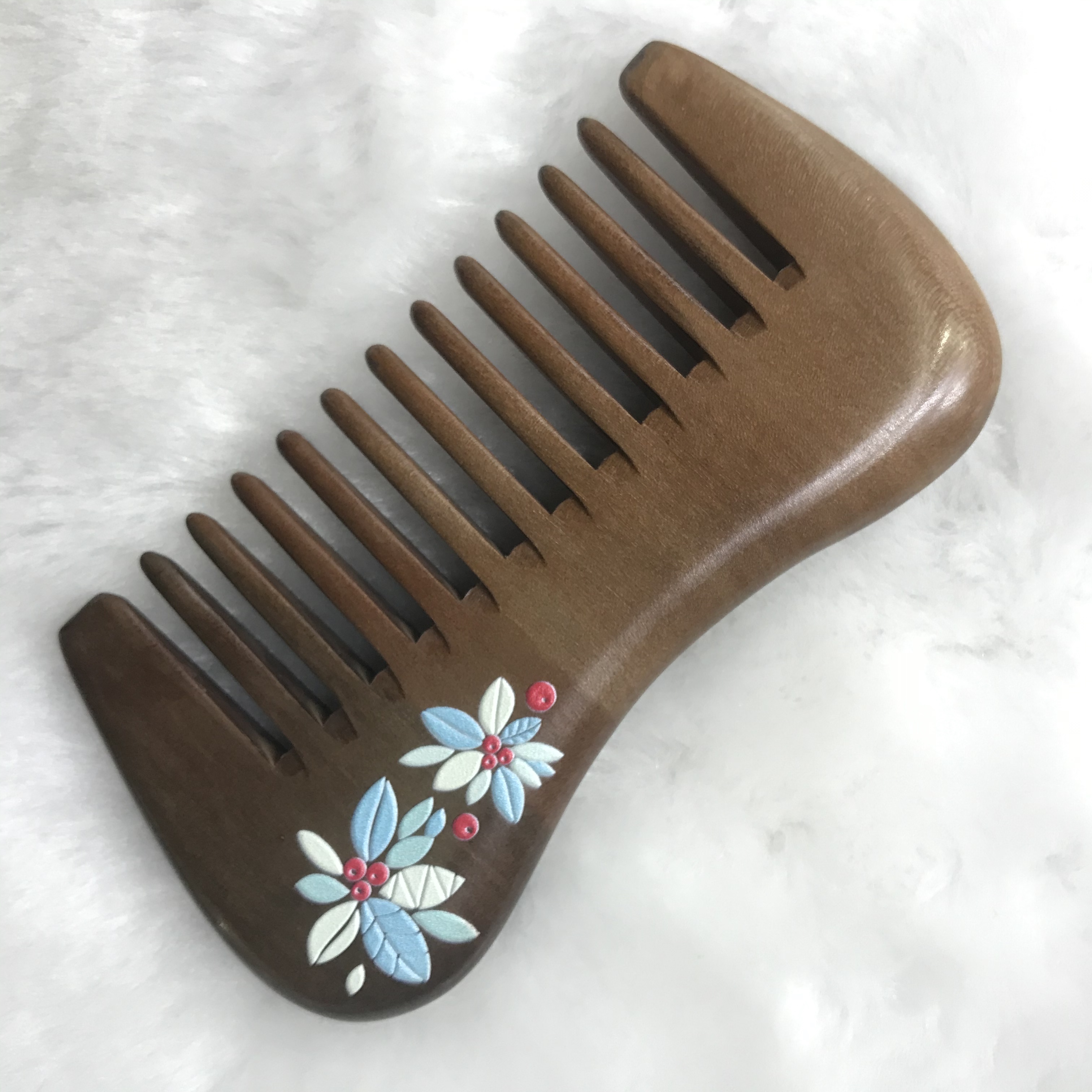 Factory direct sale of natural log peach wood painted Comb 10-2 details Picture