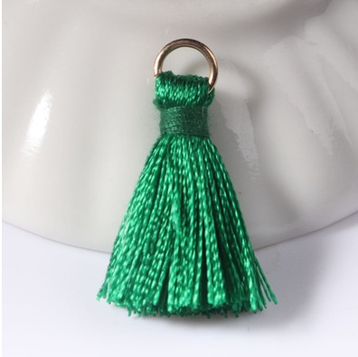 2cm人造丝流苏 DIY饰品涤纶小流苏窗帘穗服饰穗子钥匙扣包挂件100个每包 绿色图