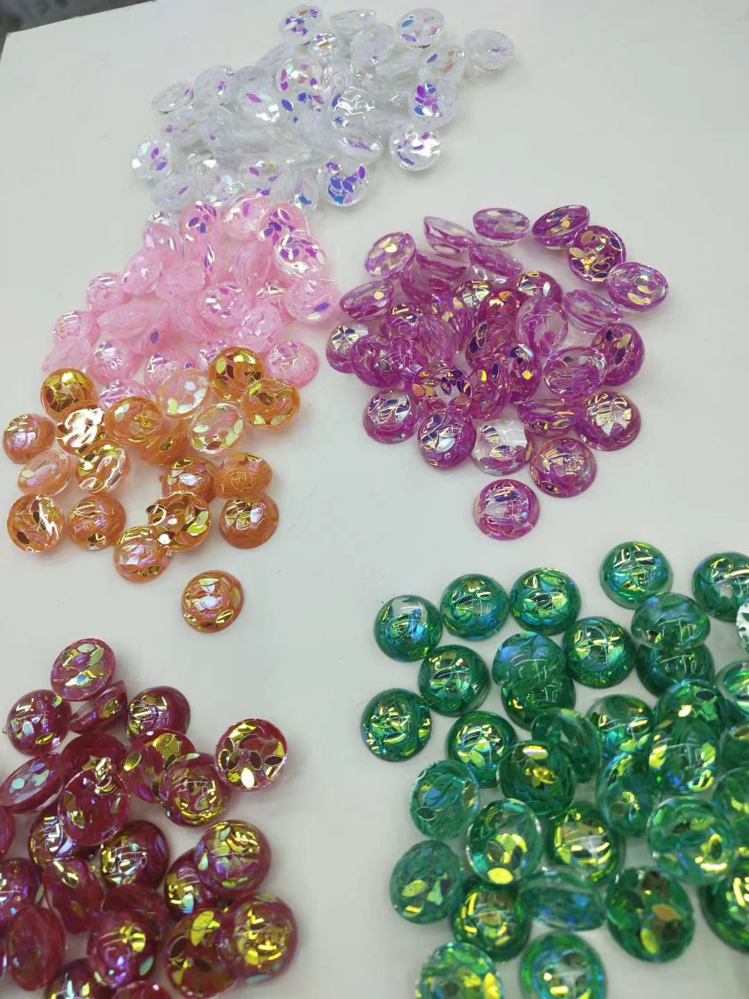 Factory wholesale of AB color plain round 12 earrings, hair accessories, clothing buttons and Diy accessories details Picture