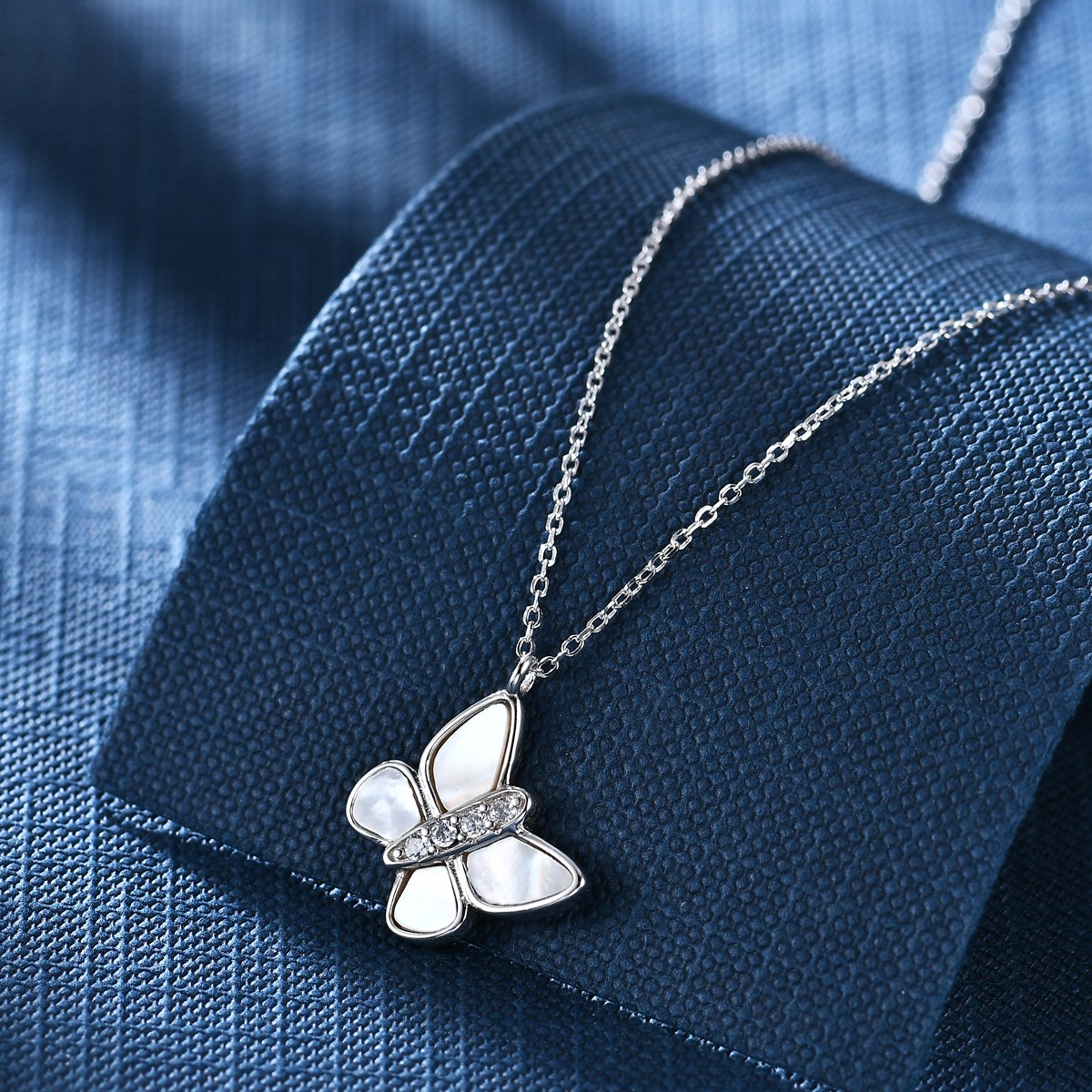 Anton Head Wolf S925 Sterling Silver Mother-of-Pearl Butterfly Necklace, free shipping for orders starting from one piece detail image 1