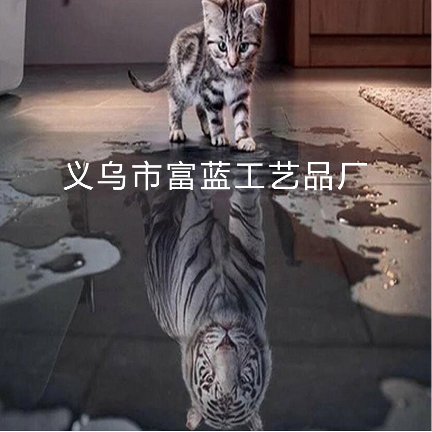 新款树脂钻5D钻石画 猫虎倒影装饰画外贸跨境爆款详情图1