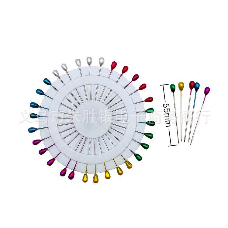 Large colored pearlescent needle pin positioning needle fixation needle draping bead needle droplet shape pear shape thumbnail