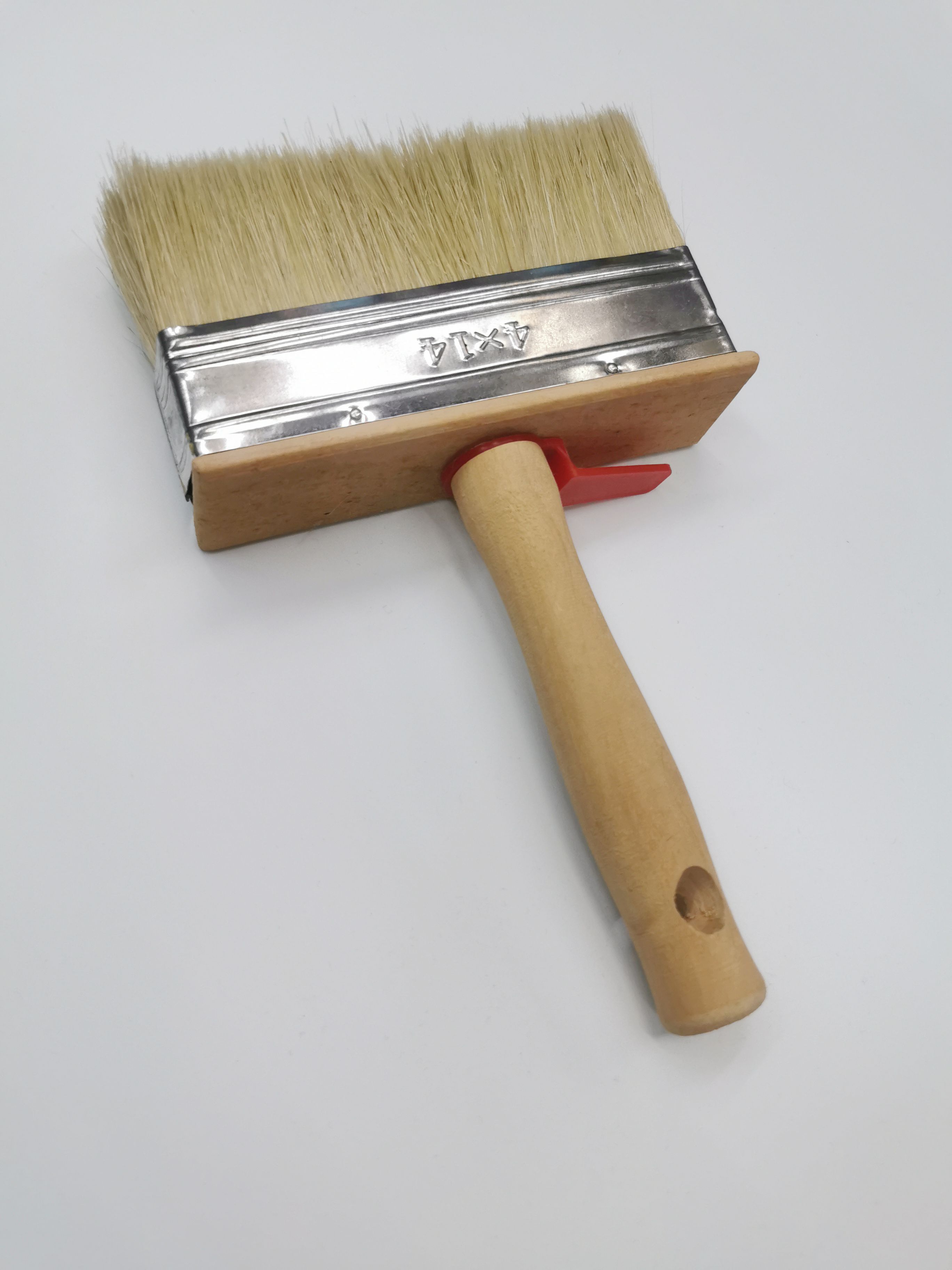 Grey wood handle perforated wood cap white wool wall brush 5*15