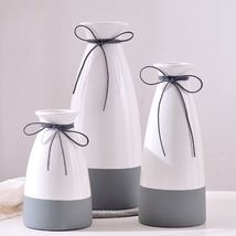 批发生产北欧白灰间双色陶瓷花瓶花器三件套工艺品家居装饰摆件ceramics/flower vase