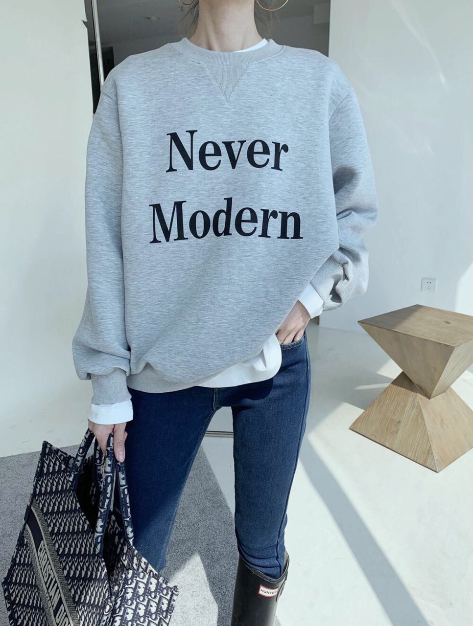 Letter Hoodie Gray