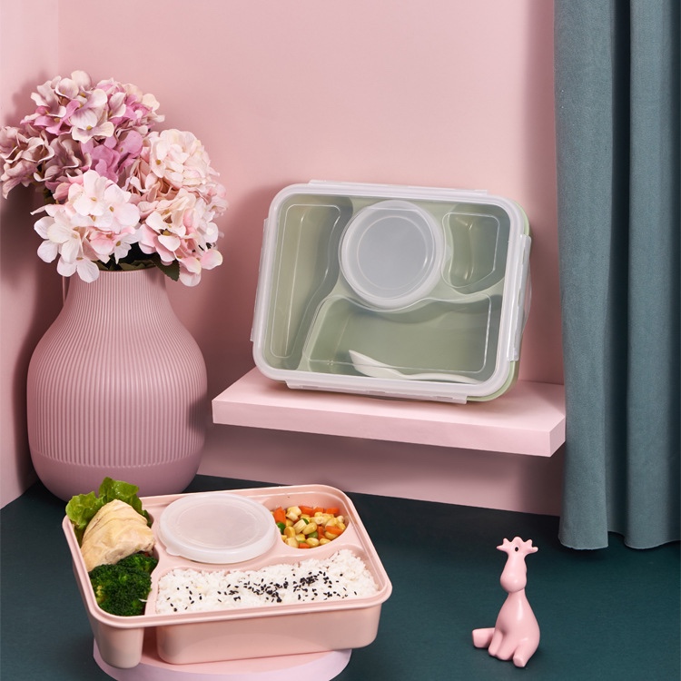 Lunch box five boxes four boxes plastic bento box set children's student lunch box Japanese cartoon cute with soup bowl lunch box thumbnail