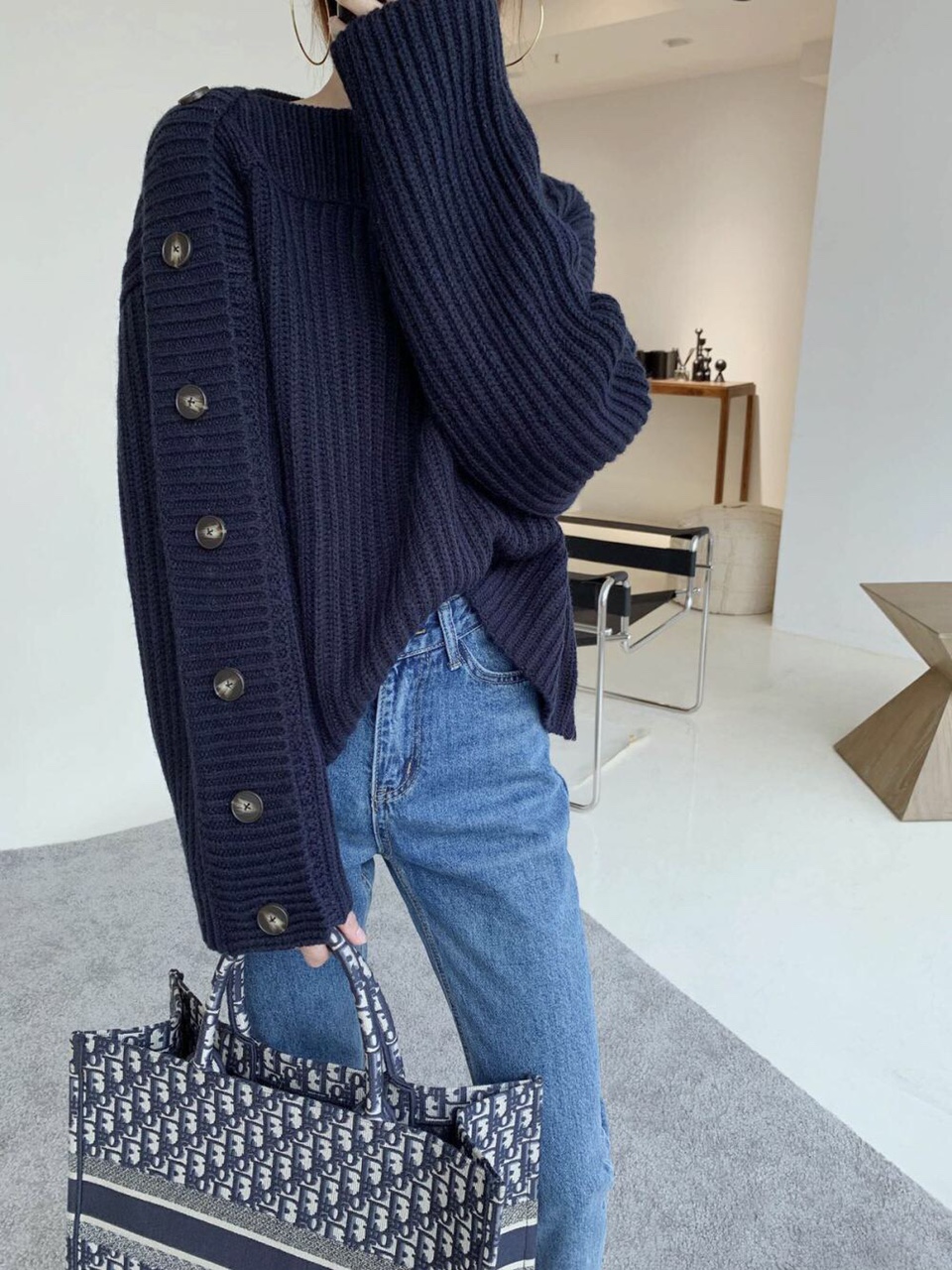 Design Sense Sweater Navy Blue
