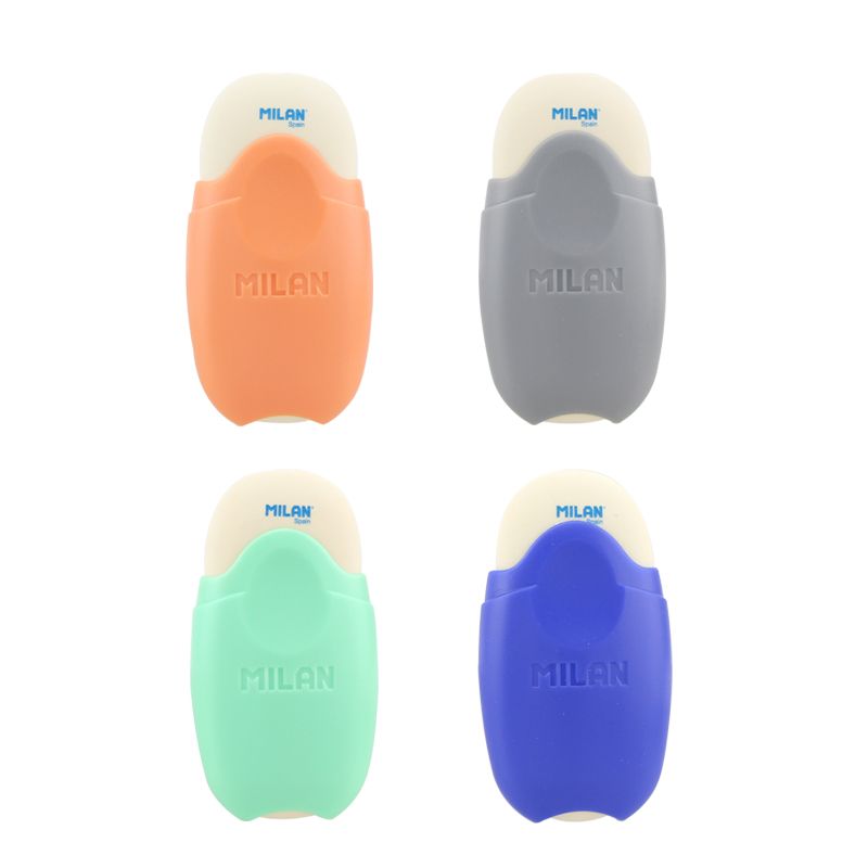 西班牙MILAN米兰 彩色橡皮带壳擦橡皮椭圆面包 CMMS1012白底实物图